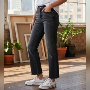 BIMBA Y LOLA Ankle Straight Leg Jeans In Black Wash Size Womans EU 36/ US 4